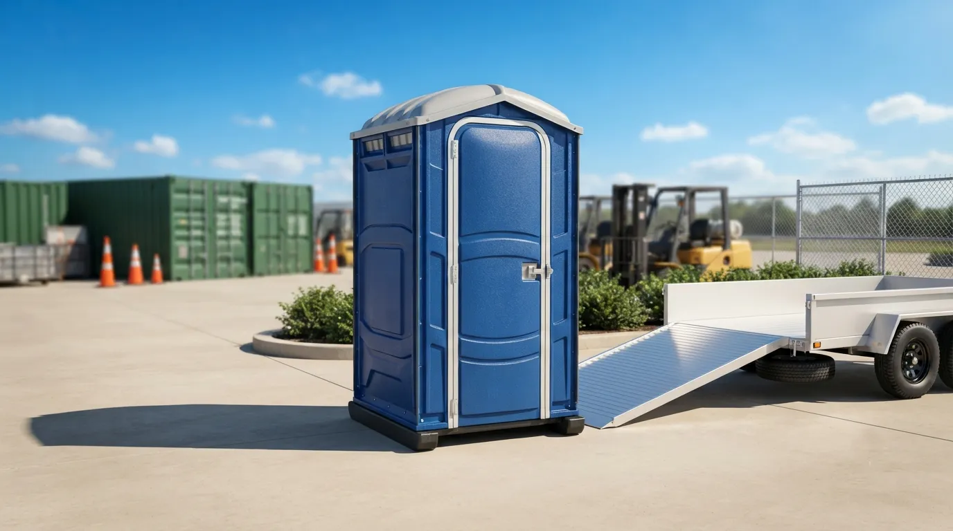 Portable restroom units delivered on a Carlsbad, CA work zone